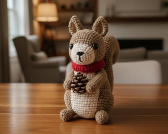Crochet Squirrel Pattern PDF – Realistic Amigurumi Forest Animal – Plush Woodland Critter Toy Tutorial – Soft Squirrel DIY Pattern