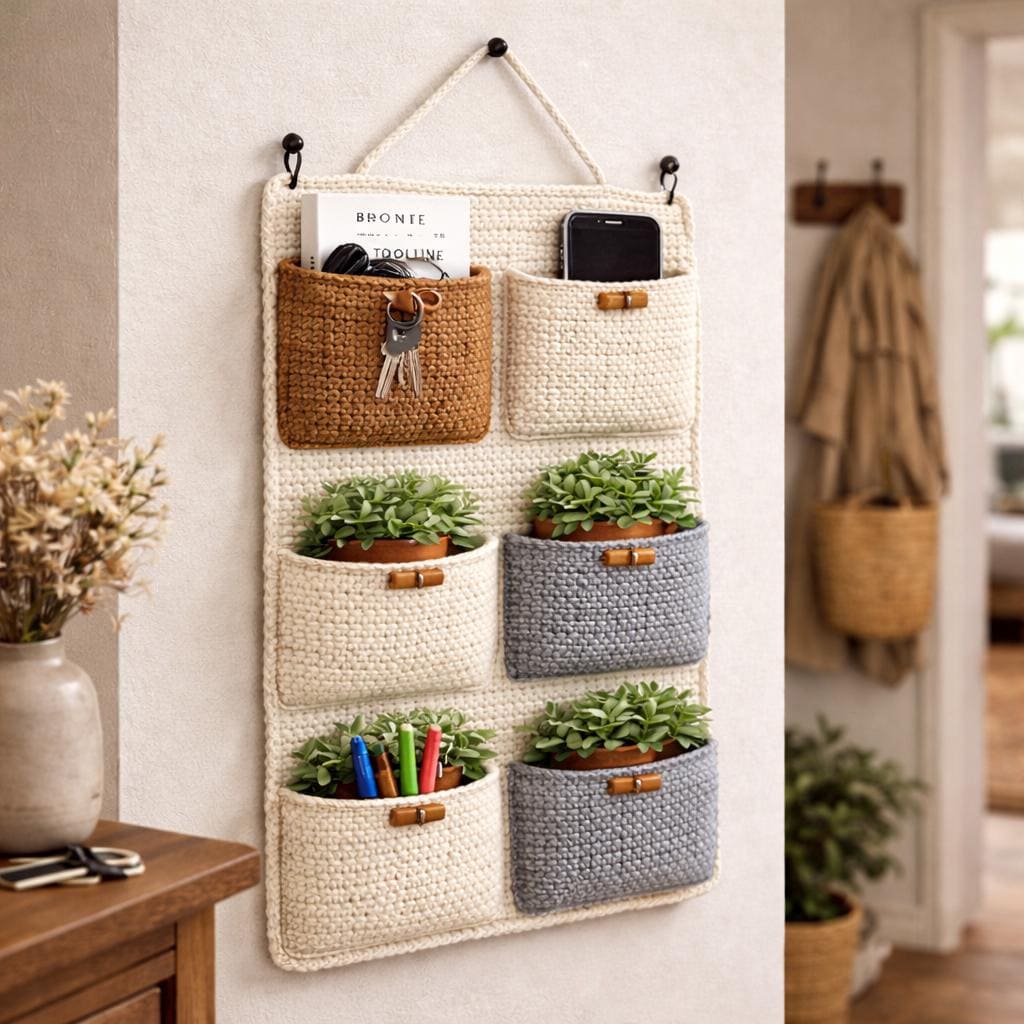 Crochet Wall Hanging Organizer Pattern PDF | 9 Pocket Wall Storage ...