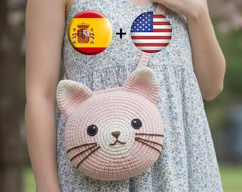 Crochet Cat Bag Pattern PDF | Kawaii Cat Purse Crochet Tutorial | Cute Kitty Crossbody Bag Pattern | Beginner-Friendly Amigurumi Pattern