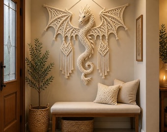 Crochet Dragon Wall Hanging Pattern PDF | Fantasy Dragon Decor | Boho Fiber Art | DIY Amigurumi Wall Art | Large Dragon Tapestry Pattern