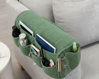 Patrón PDF de organizador de brazo de sofá a crochet: soporte para control remoto con múltiples bolsillos, organizador de almacenamiento fácil, patrón para principiantes