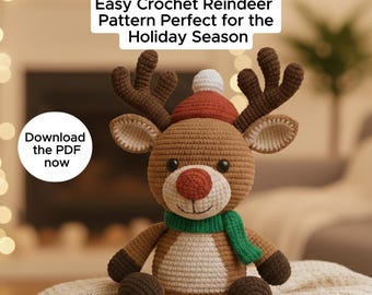 Christmas Reindeer Amigurumi Crochet Pattern – Holiday Toy (PDF Pattern)