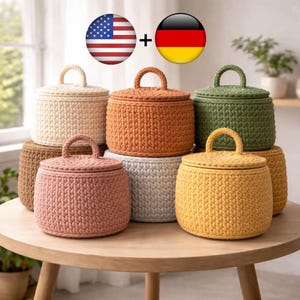 Crochet Basket with Lid Pattern PDF | Modern Storage Basket | Handmade Home Decor | Beginner Crochet Pattern