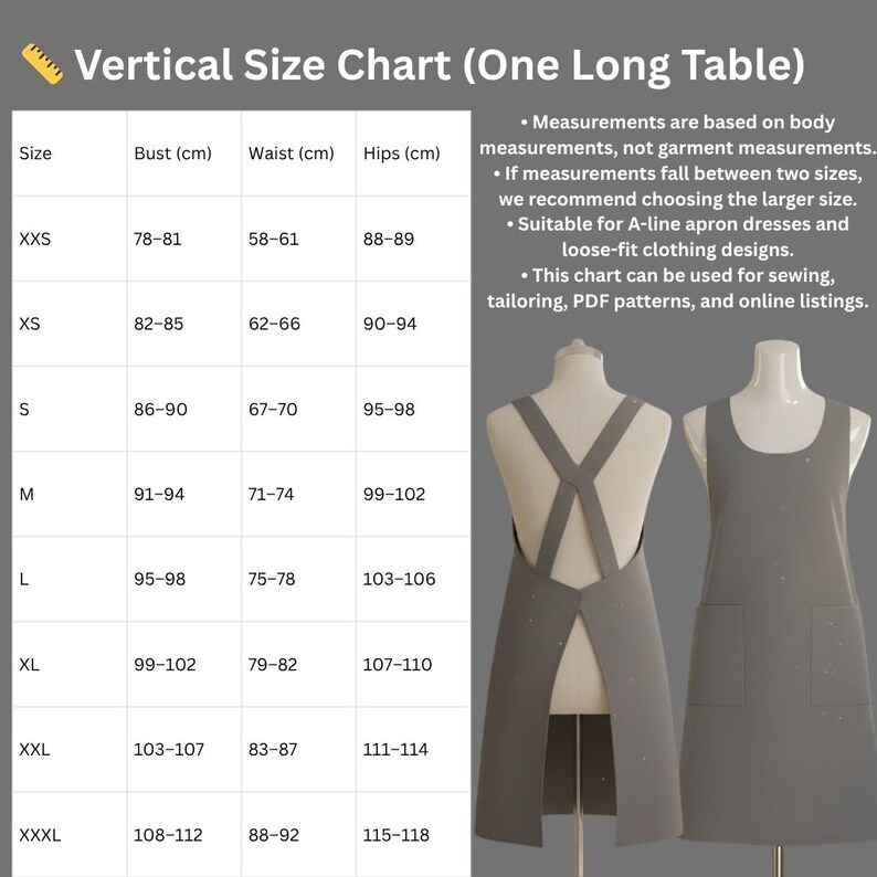 Japanese Cross Back Apron Sewing Pattern PDF Beginner Pinafore Sizes S ...