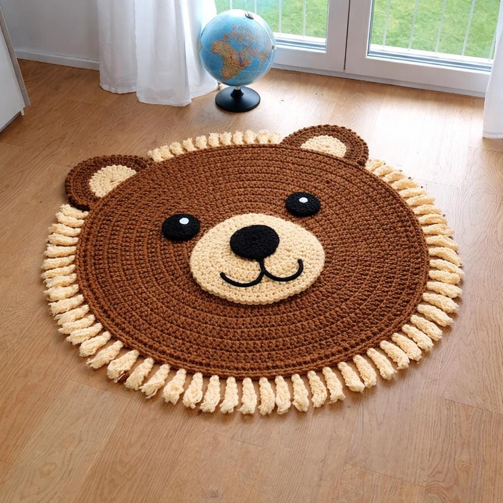 DIY Crochet Bear Rug Pattern PDF | Soft Baby Play Mat | Nursery Animal ...