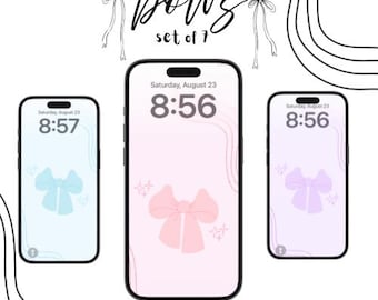 Tapeta na telefon z kokardą kokietki | Pastelowy ekran blokady (pobieranie cyfrowe)