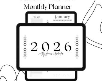 Minimalistyczny, profesjonalny planer cyfrowy | Organizator pracy, życia i produktywności | Planowanie miesięczne | Pobierz natychmiast