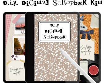 Zestaw do scrapbookingu w stylu vintage, do przytulnego i kreatywnego prowadzenia dziennika | Dodatkowy pakiet PNG | Natychmiastowe pobranie