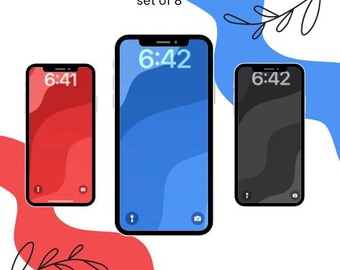 Falista tapeta na telefon | Minimalistyczne tło i wyraziste kolory | Pobieranie cyfrowe | Zestaw 5 sztuk