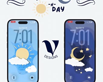 Zestaw tapet na telefon w dzień i w nocy | Satysfakcjonujące tło | (Natychmiastowe pobranie)