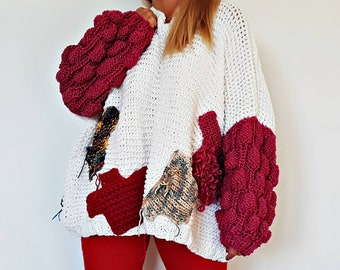 Pink Bubble Sleeves Sweater