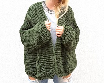 Merino Wool Chunky Cardigan. Choose Your Color.