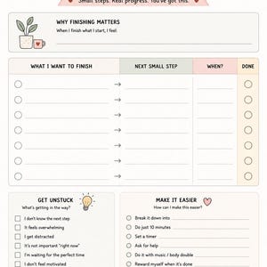 ADHD Close the Loop Bundle | ADHD Printable Planner | Executive Function Workbook | Finish What You Start | Digital Download image 8