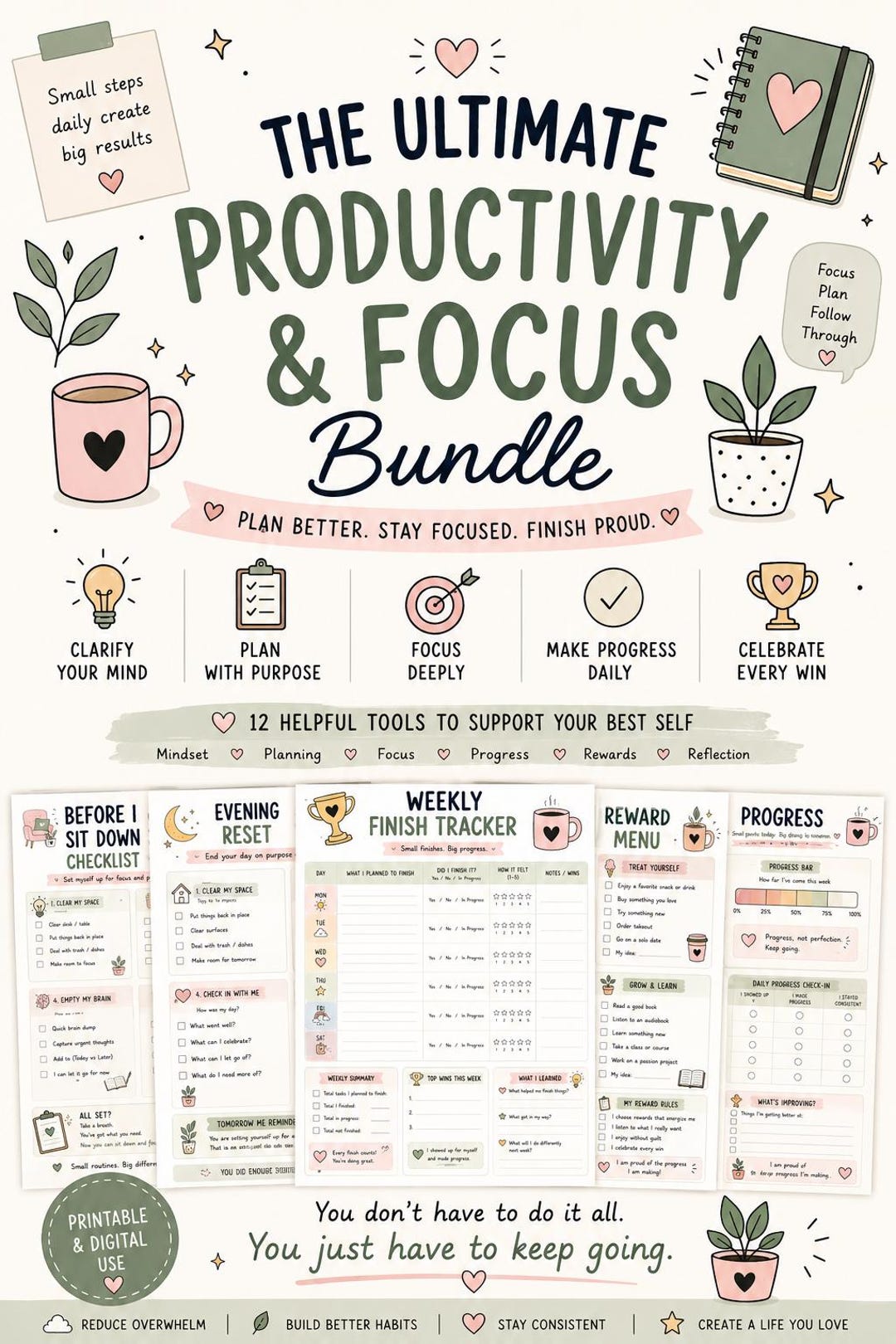 ADHD Close the Loop Bundle | ADHD Printable Planner | Executive ...