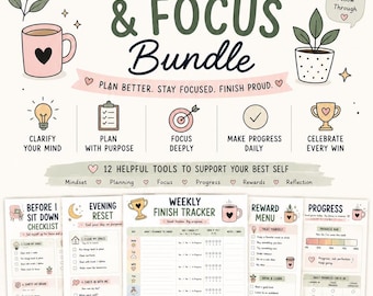 ADHD Close the Loop Bundle | ADHD Printable Planner | Executive Function Workbook | Finish What You Start | Digital Download