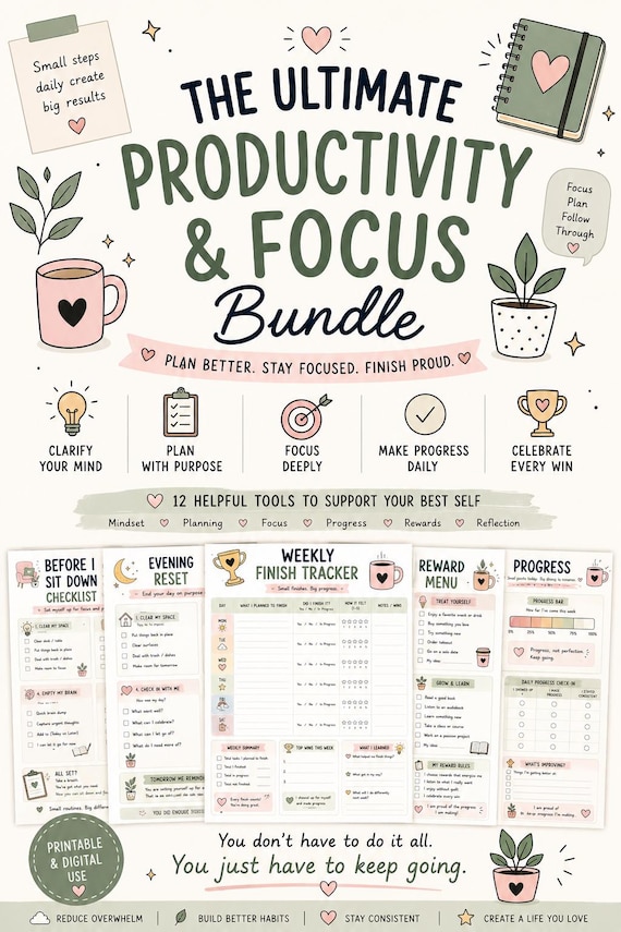 ADHD Close the Loop Bundle | ADHD Printable Planner | Executive Function Workbook | Finish What You Start | Digital Download