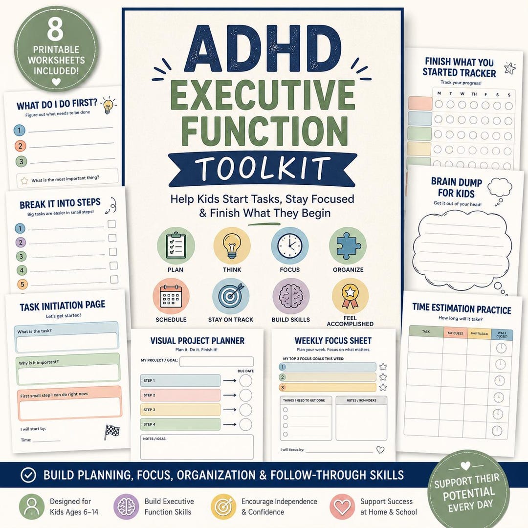 ADHD Executive Function Toolkit for Kids | Task Initiation, Focus ...