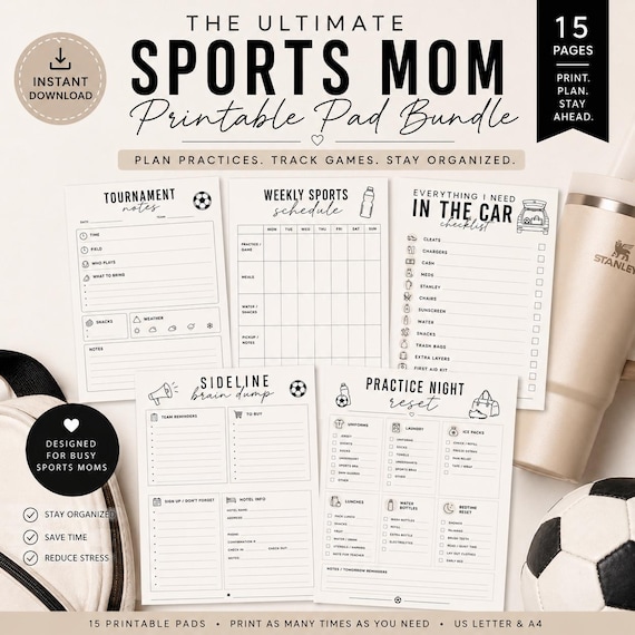 Sports Mom Printable Bundle | Tournament, Schedule, Checklist (Digital Download)