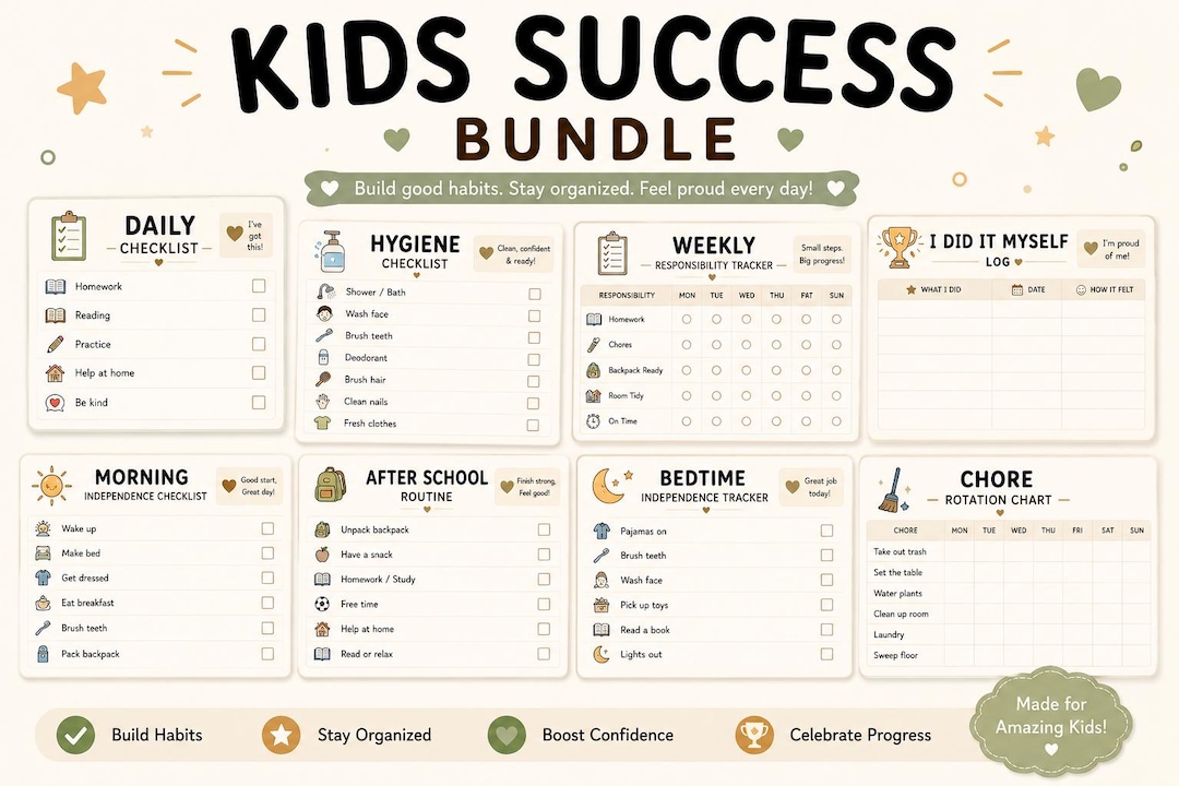 Adhd Kid Routine ADHD Kids Visual Routine Charts | Morning, Bedtime, Chore Checklists ...