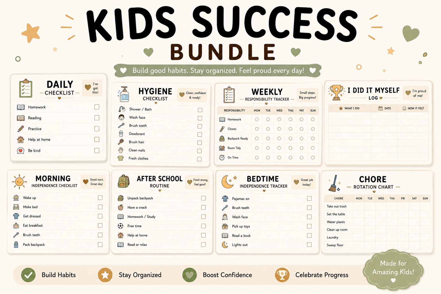 ADHD Kids Visual Routine Charts | Morning, Bedtime, Chore Checklists ...