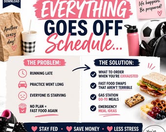 When Everything goes off Schedule Printable, Busy Mom Meal Back Up