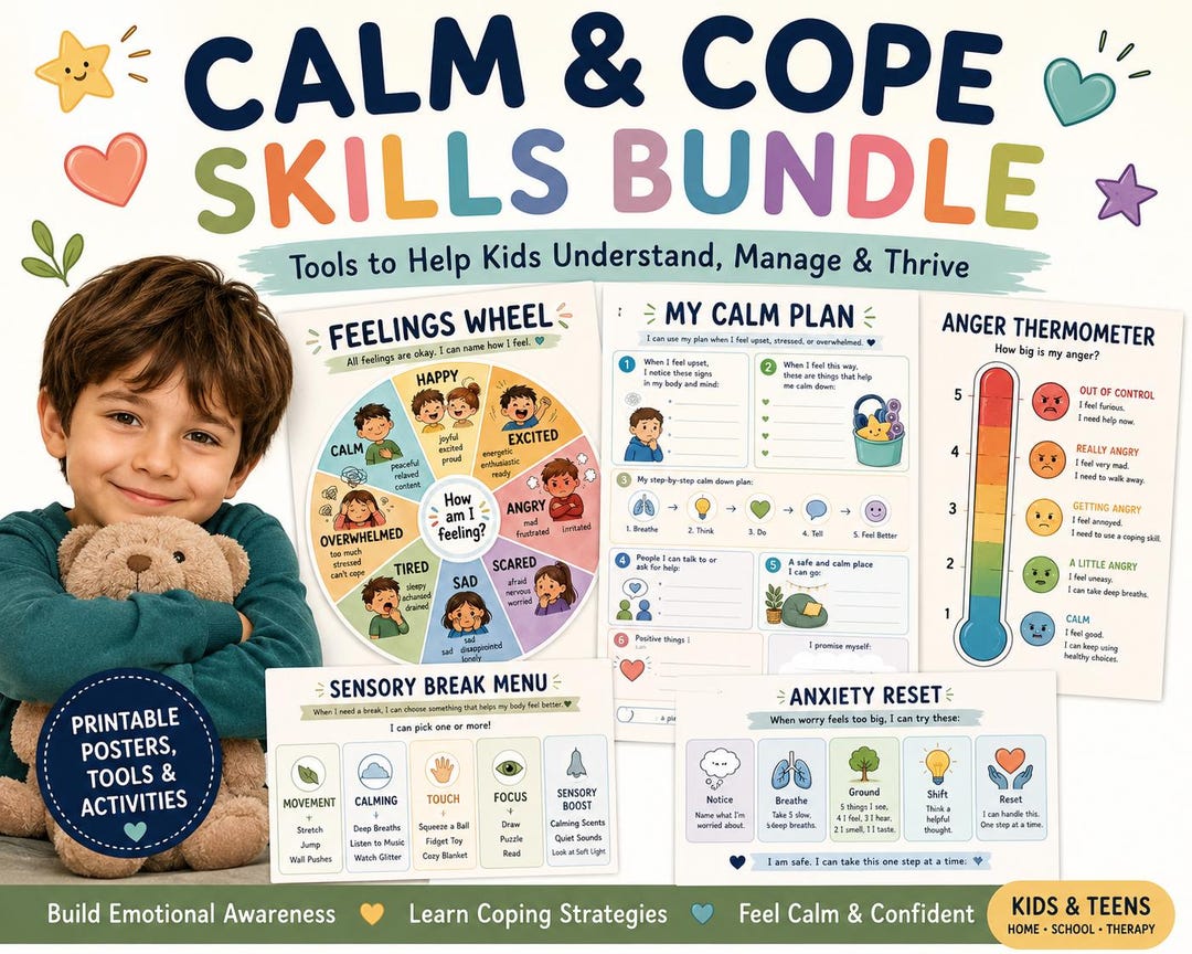 ADHD Emotional Regulation Kit for Kids | Feelings Wheel, Anger ...