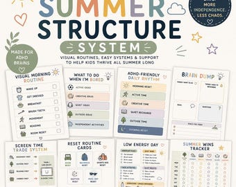 ADHS Summer Struktursystem für Kinder | Visual Routine Bundle (Digitaler Download)