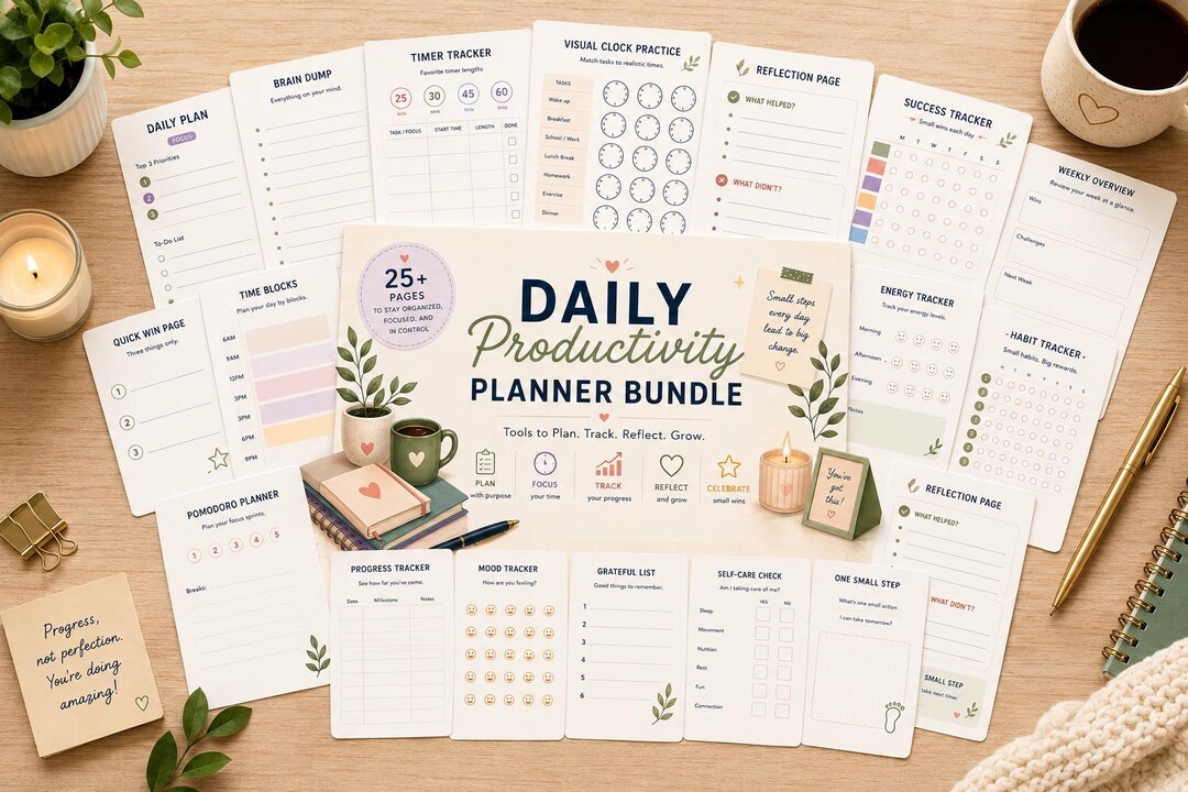Planner | Executive Function Printable | Time Management Bundle ...