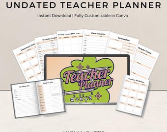 Undatierter Lehrerplaner Canva Vorlage, bearbeitbarer Unterrichtsplan (digitaler Download)