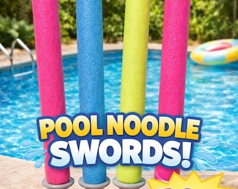 Empuñaduras de espada de espuma impresas en 3D hechas con flotadores de piscina – Paquete de 4 empuñaduras de espada de espuma – Juguete de verano para niños
