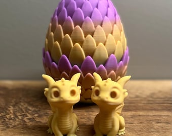 3D Printed Dragon Egg Surprise with Mini Animal Figurines – Gradient Scales, Collector Item