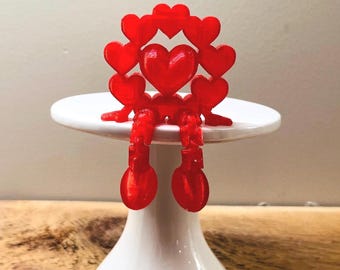 3D Printed Heart Figurine Set – Dangling Legs Desk Decor