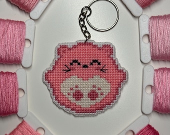 Double-Sided Cross Stitch Keychain • Handmade Pixel Art Bag Charm