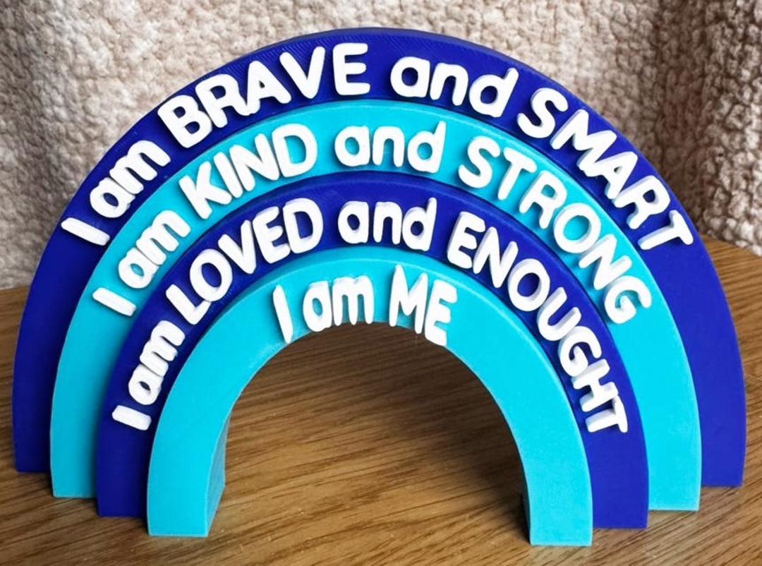Kids Affirmation Rainbow Sign Nursery Wall Decor I Am Brave Strong ...