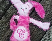 Bunny for Easter with Floppy Ears, Cotton Flannel Fabric and Personalized with Monogram (Fabric Choices Available)