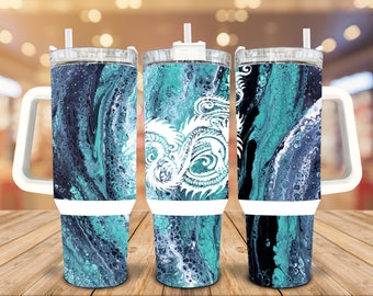 40 oz Sublimation Tumbler With handle, Dragon Tumbler, Space Tumbler