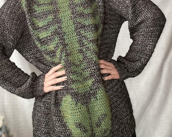 Skelly Sweater Dress Crochet Pattern: Skeleton Tapestry (Digital File)