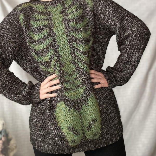 Skelly Sweater Dress Crochet Pattern: Skeleton Tapestry (Digital File)