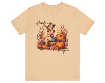 Howdy Pumpkin Shirt, Western Fall Cowgirl Tee, Pumpkin Patch Shirt, Retro Autumn Graphic Tee, Country Girl Fall Shirt