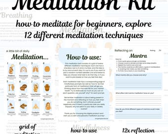 12 Day Meditation Challenge Grid Printable Meditation Journal: Mindfulness Workbook, Guided Exercises (PDF Download)
