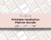 Digital Meditation Planner Bundle Printable, 30 Day Meditation Challenge,Spiritual Journal, Spirituality Workbook, Mindfulness Tracker PDF
