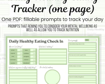Mindful Eating Tracker Printable: Daily Food Journal, Mental Wellbeing (PDF Download)