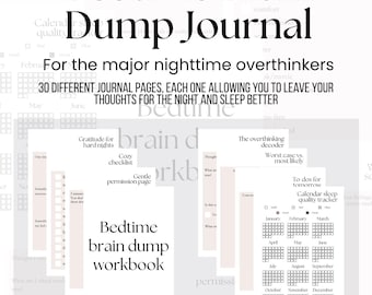 Bedtime Brain Dump Workbook for Overthinkers 30 Calming Night Journal Pages Sleep Anxiety Worksheets