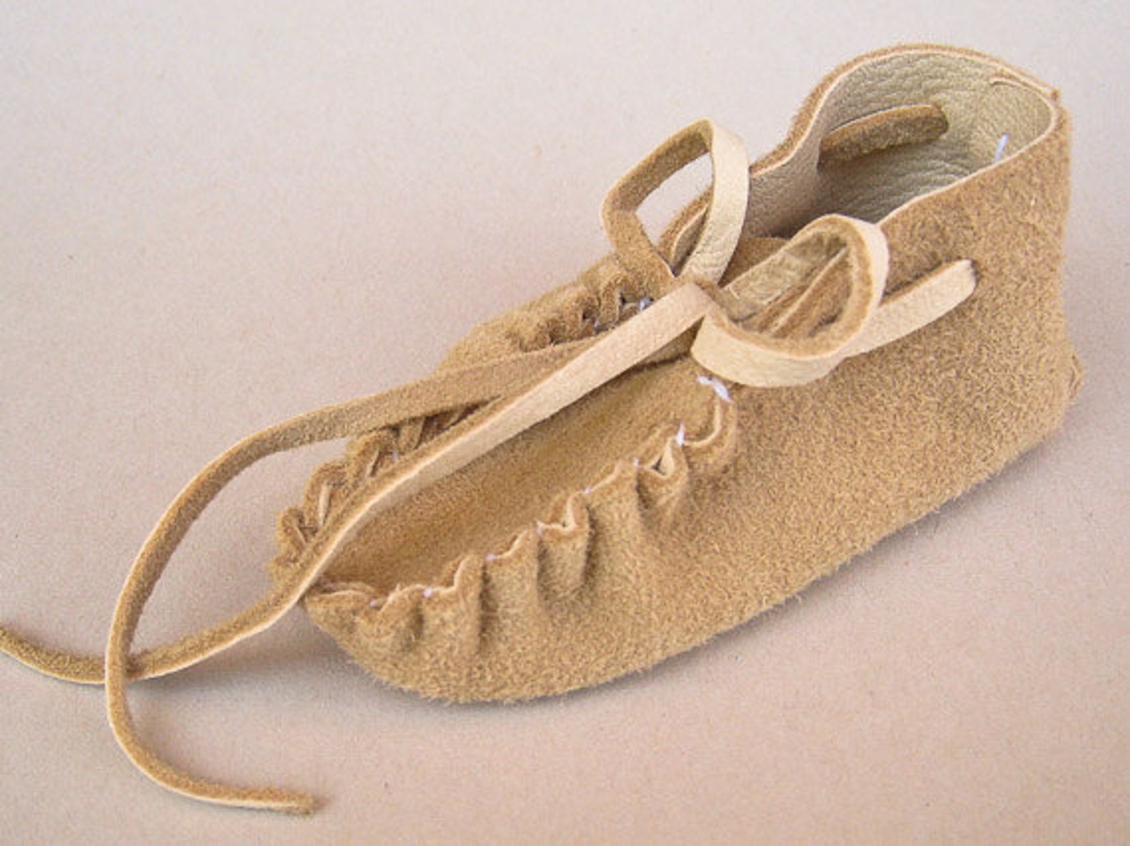 Baby Moccasins Handmade Deerskin Slippers in Taupe Suede | Etsy