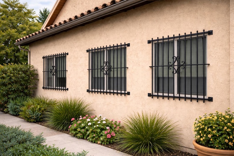 Steel Security Window Bars – Decorative Wrought Iron Window Guard ...