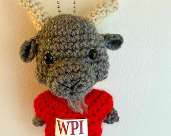 WPI Goat Keychain - Crochet Goat