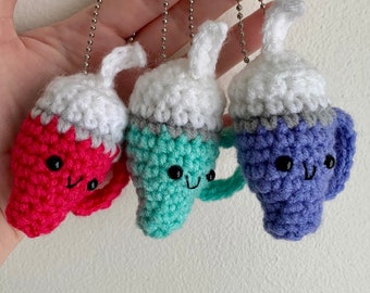 Mini Yarnley Keychain, Crochet Food, Crochet Keychains, Tumbler Keychains