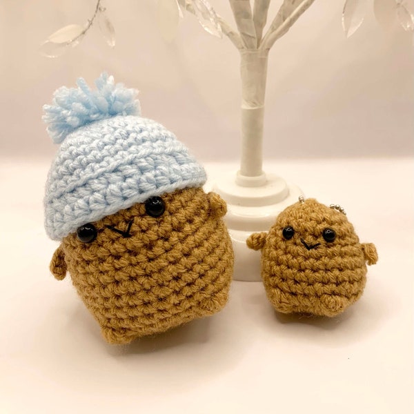 Potato Set - Crochet Potato - Amigurumi - Crochet Food - Potato Plushie - Potato Keychain - Positive Potato