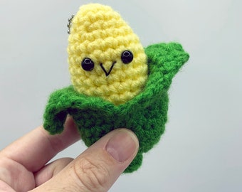 Corn Keychain, Crochet Corn, Fall Decor, Amigurumi Food, Crochet Vegetable