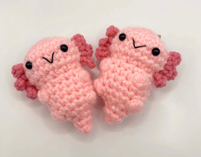 Axolotl Keychain Axolotl Baby Crochet Axolotl Crochet Keychains Pink Axolotl image 3